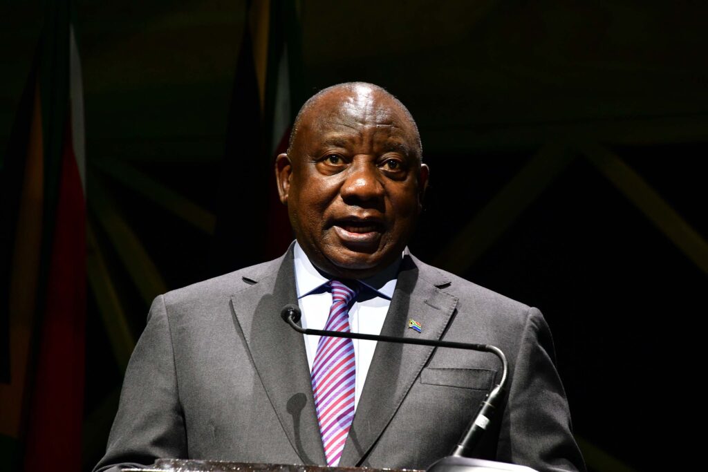 Cyril Ramaphosa die Mynbou-indaba in Februarie 2023 in Kaapstad toegespreek. Foto GCIS